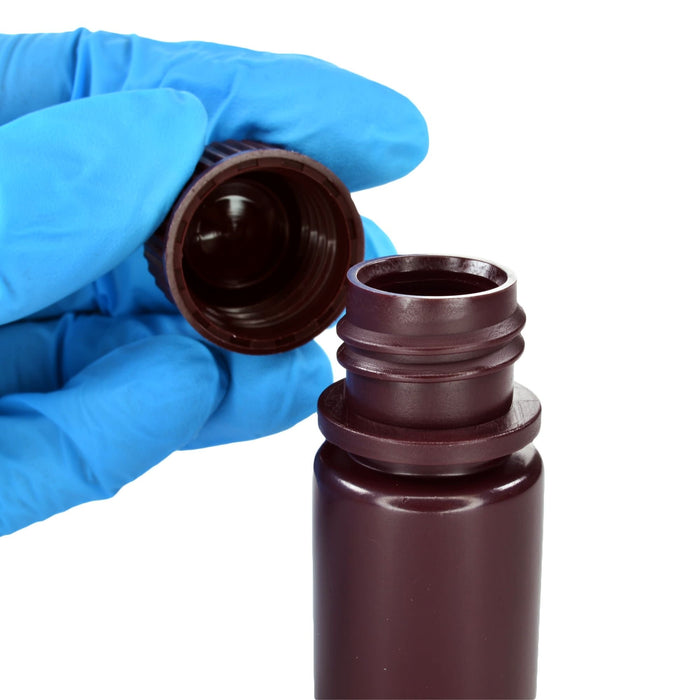 Eisco - Bulk Pack of 2000 15mL Narrow Mouth HDPE Amber Reagent Bottles with Polypropylene Caps, Non-Sterile, Lab Containers for Light-Sensitive Substances, -100 to 120°C Temperature Range