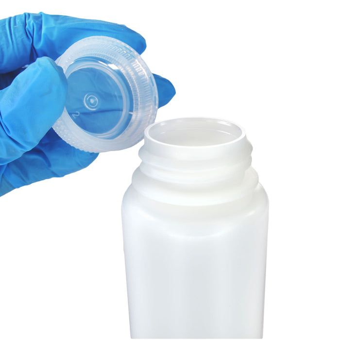 Eisco - 125mL Sterile Wide Mouth HDPE Reagent Bottles with Polypropylene Caps, Pack of 12, Non-Autoclavable, Translucent Laboratory Containers, -100 to 120°C Temperature Range