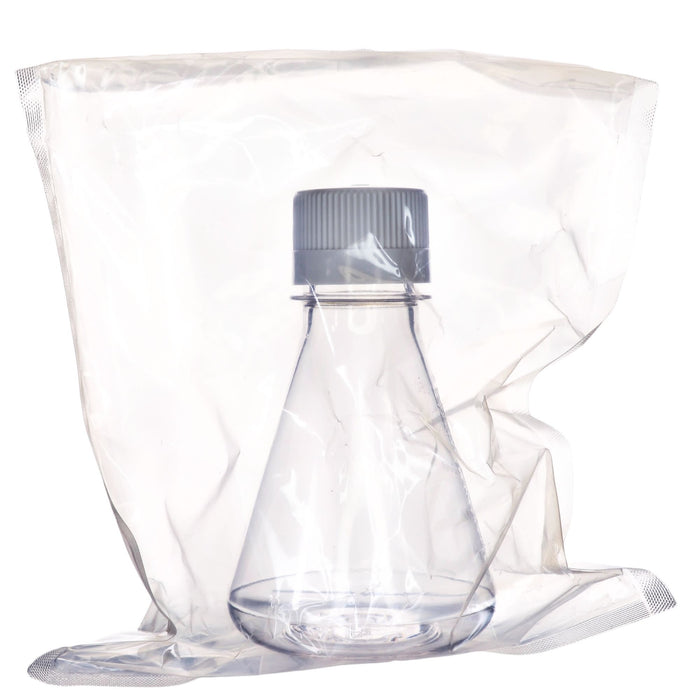 Eisco - Pack of 12, 250mL Sterile PETG Erlenmeyer Flasks, Non-Vented, Flat Bottom, Lab-Grade, Gamma Sterilized, USP Class VI, Ideal for Cell Culture, Biopharmaceutical Processing, Chemical Storage