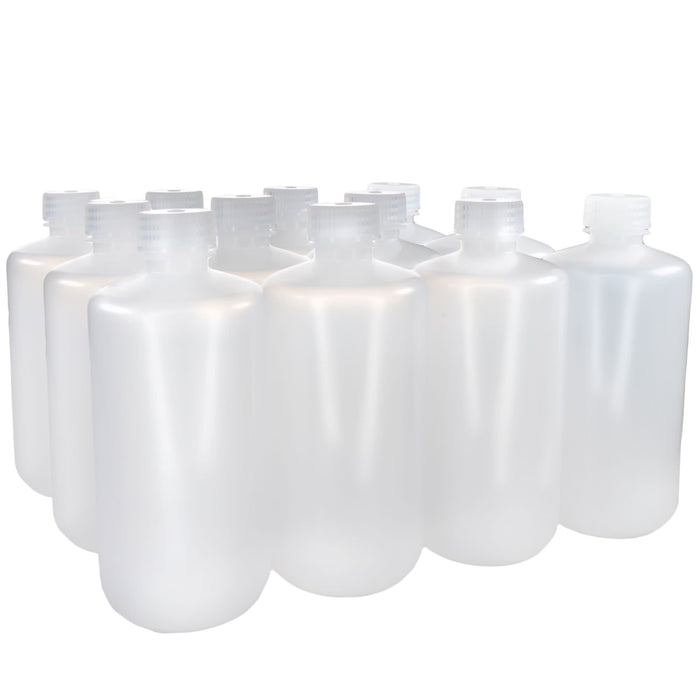 Eisco - Pack of 12, 500mL Narrow Mouth LDPE Translucent Reagent Bottles with Polypropylene Caps, Non-Sterile, Leak-Proof, Chemical Resistant Laboratory Storage Bottles, -100 to 80°C Temperature Range