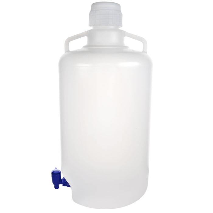 Eisco - 25L Polypropylene Carboy with Silicone-Lined Cap and Spigot, Autoclavable, Leakproof Tested, Non-Sterile, 0-135°C Temperature Range, FDA Compliant, Laboratory and Scientific Liquid Storage Container