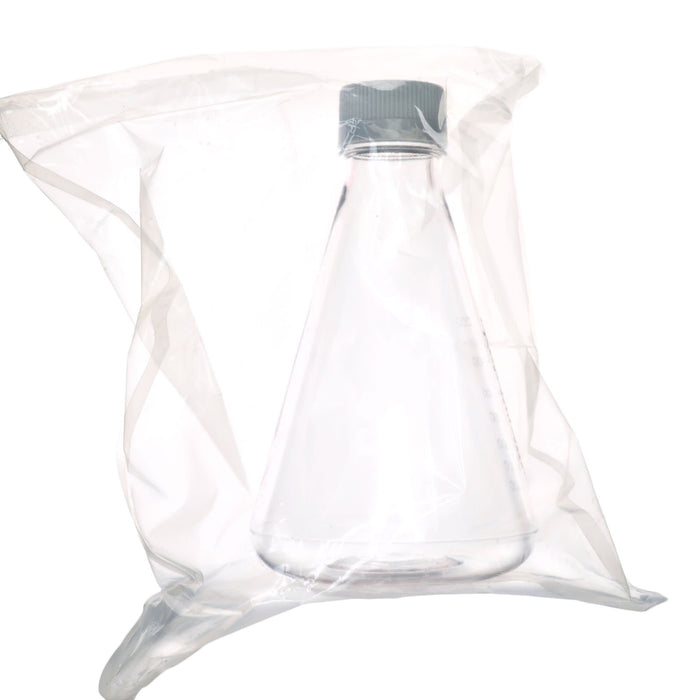 Eisco - Pack of 6, 1L Sterile PETG Erlenmeyer Flasks, Non-Vented, Flat Bottom, Lab-Grade, Gamma Sterilized, USP Class VI, Ideal for Cell Culture, Biopharmaceutical Processing, Chemical Storage