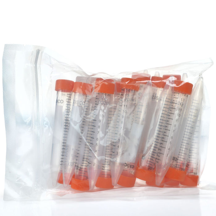 Eisco - Pack of 25, 15mL Sterile Centrifuge Tubes, Polypropylene, Flat Cap, Lab-Grade