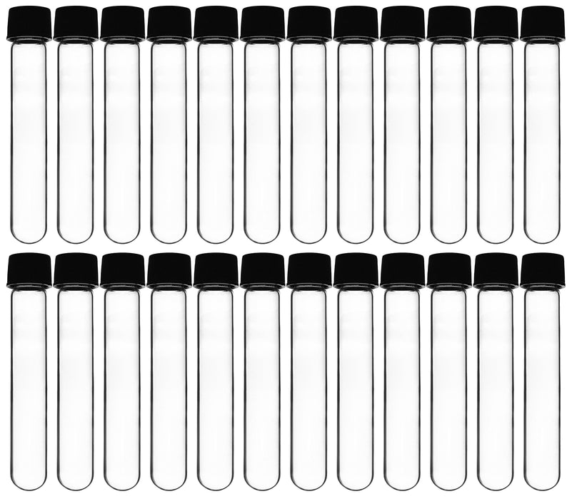 Culture Tube with Screw Cap, 30mL, 24/PK - 25x100mm - Round Bottom - Borosilicate Glass