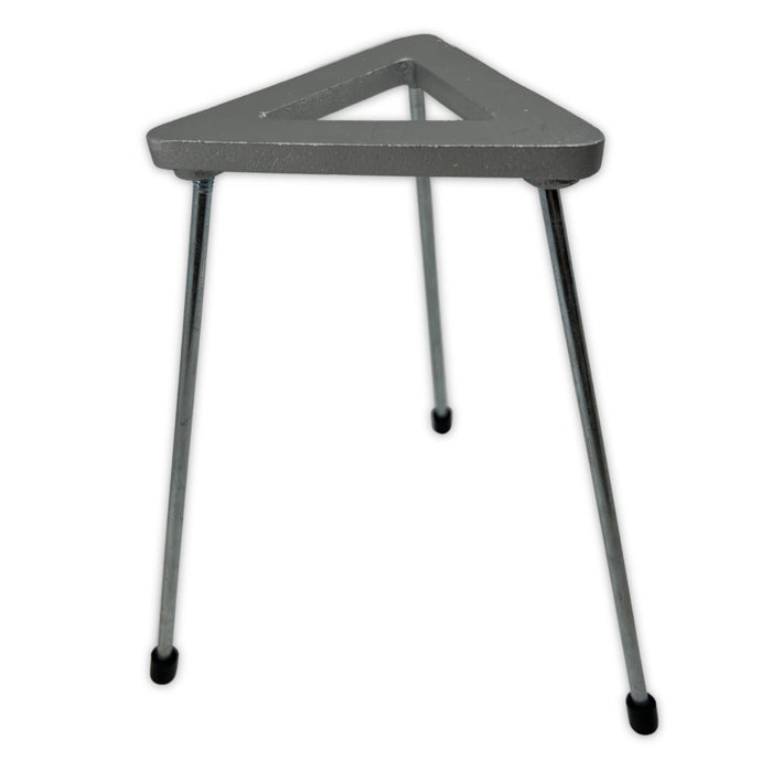 Eisco Labs - 12cm Triangular Tripod Stand with Removable Legs - 8.25" Tall, Zinc Plated Cast Iron Top, Mild Steel Legs with Plastic Feet - Stable Support for Lab Equipment, Bunsen Burner Compatible