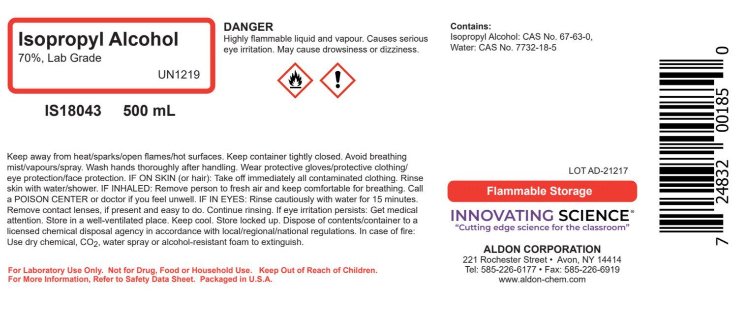 70% Isopropyl Alcohol, 500mL - Lab-Grade - The Curated Chemical Collection
