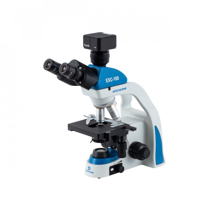 Digital Microscope with Camera, EXC-103-EC50 - Trinocular Head, 40-1000X Magnification, Cordless LED Illumination - 5 MP Image & 29 FPS Video Capture - USB 2.0 Output