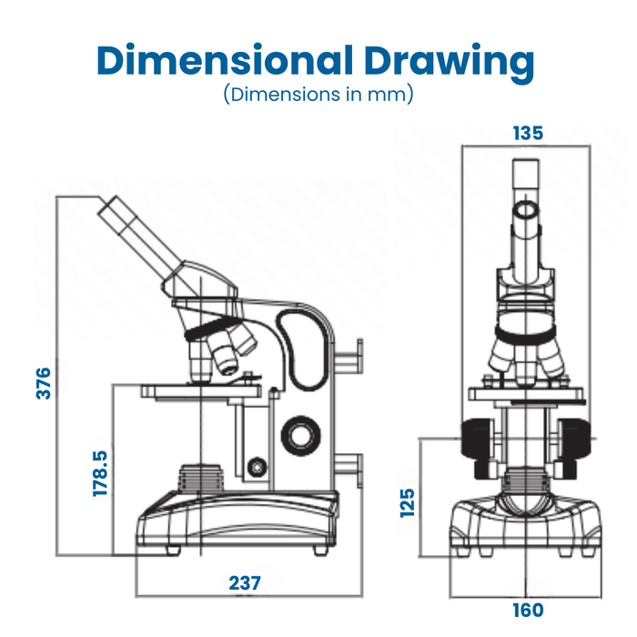 Teaching Microscope EXM-150 -I - Dual View Head, 40-1000X Magnification, Mechanical Stage, Iris Diaphragm, Cordless LED Illumination