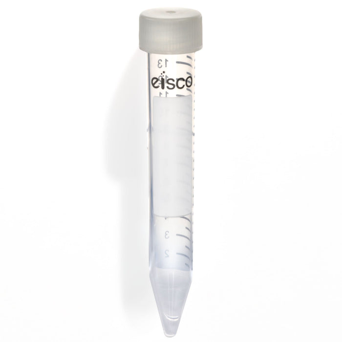 Eisco - Pack of 25, 15mL Sterile Centrifuge Tubes, Polypropylene, Flat Cap, Lab-Grade, Heavy Metal-Free