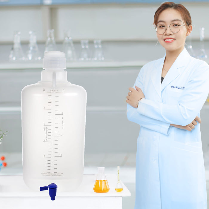 Eisco - 25L Polypropylene Carboy with Silicone-Lined Cap and Spigot, Autoclavable, Leakproof Tested, Non-Sterile, 0-135°C Temperature Range, FDA Compliant, Laboratory and Scientific Liquid Storage Container
