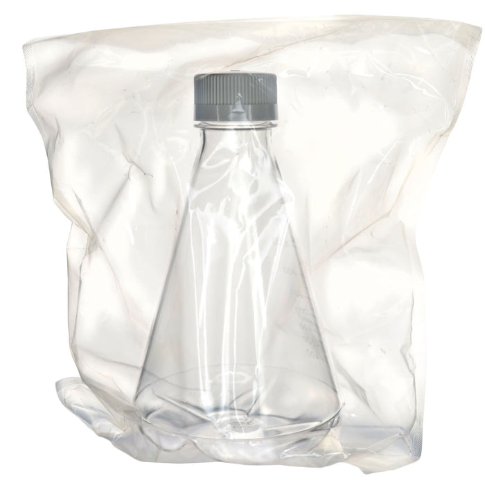 Eisco - Pack of 6, 1L Sterile PETG Erlenmeyer Flasks, Non-Vented, Baffled Bottom, Gamma Sterilized, USP Class VI, Lab-Grade, Chemical Storage, Cell Culture, Mixing