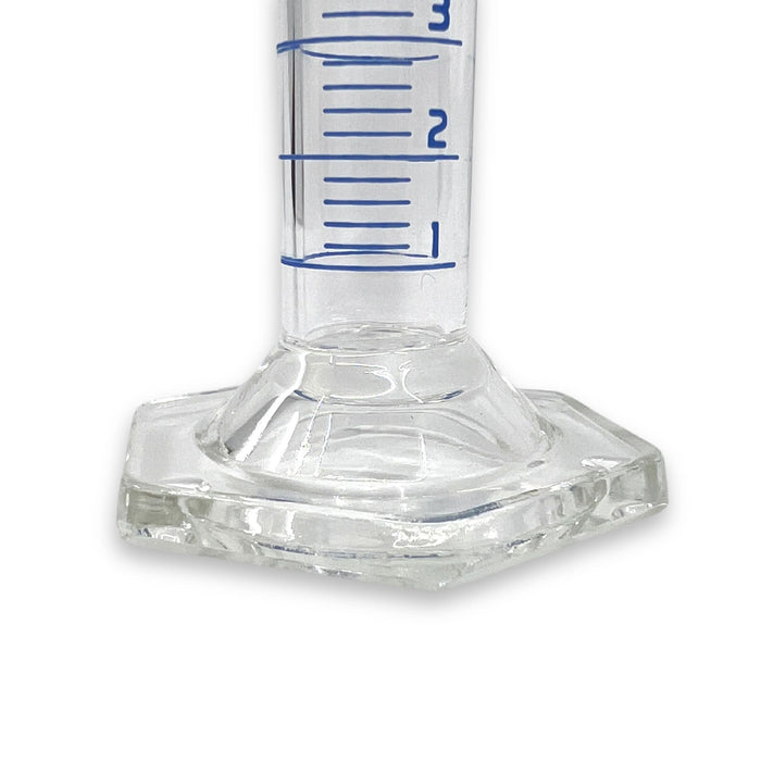 Eisco Labs - 10mL Measuring Cylinder - Tolerance ±0.10mL - Class A Graduated Cylinder - Calibrated TC - Hexagonal Base - Blue Graduations - Batch Work Certificate QR Code - Boro 3.3 Glass