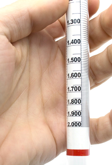 Universal Laboratory Hydrometer in Hard Plastic Case- Measure Specific Gravity Range 0.700 to 2.000 - 0.01 Graduations - Dual Scale For Light and Heavy Liquids