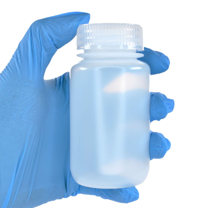 Eisco - 125mL Wide Mouth LDPE Reagent Bottles with Polypropylene Caps, Pack of 12, Non-Sterile, Translucent Laboratory Containers, -100 to 80°C Temperature Range