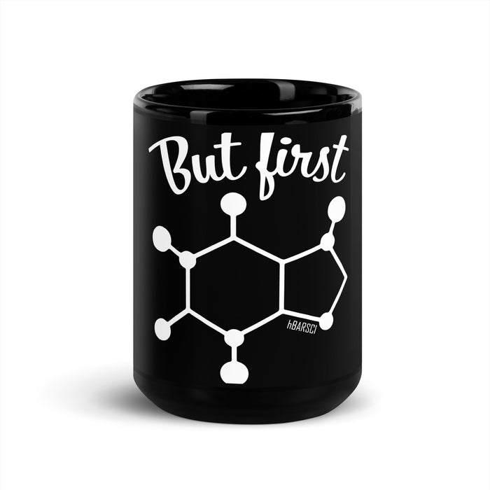 But First Coffee V2. - Black Glossy Mug