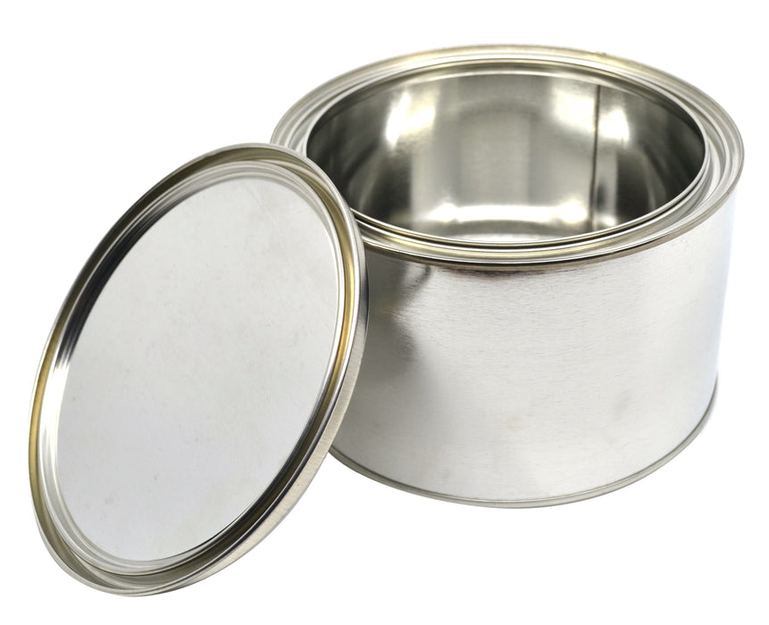 1/2 Gallon Metal Can with Lid - Empty Tin Container for Grease, Paint, Coatings, Adhesives, Storage and Mixing - Round Steel Can with Rust-Inhibitor Lining - 6.5 in Diameter, 4 in Height