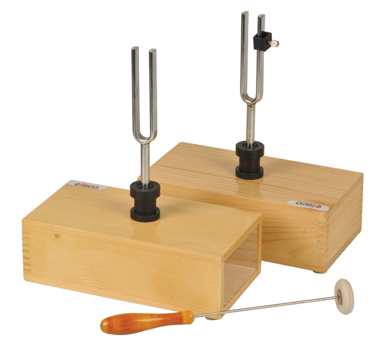 Steel Tuning Fork Pair with Wood Bases, 440Hz (One Adjustable)
