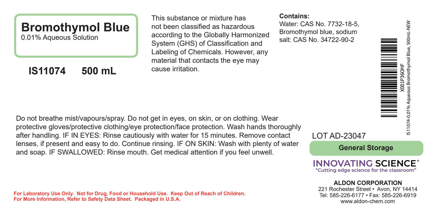 0.01% Bromothymol Blue, 500mL - Aqueous - The Curated Chemical Collection