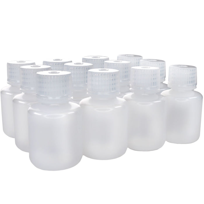 Eisco - Pack of 12, 30mL Narrow Mouth LDPE Translucent Reagent Bottles with Polypropylene Caps, Non-Sterile, Leak-Proof, Chemical Resistant Laboratory Storage Bottles, -100 to 80°C Temperature Range