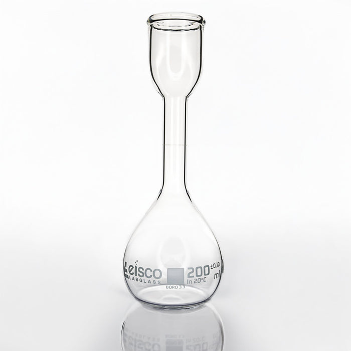 Eisco ?Çô Glass Kohlrausch Volumetric Flask 200mL Class A 0.10mL Tolerance ?Çô Flat Bottom Borosilicate Measuring Flask for Precise Laboratory Use