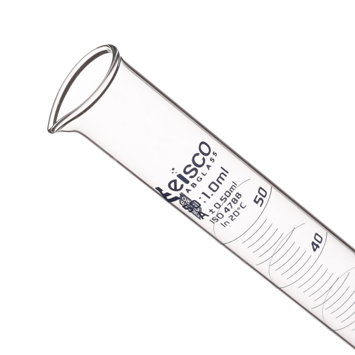 Graduated Cylinder, 50ml - Class A - Blue Graduations - Hexagonal Base