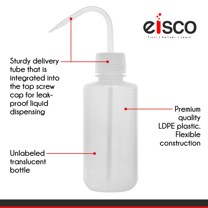 Premium Wash Bottle, 1000ml - Low Density Polyethylene - Leak-Proof