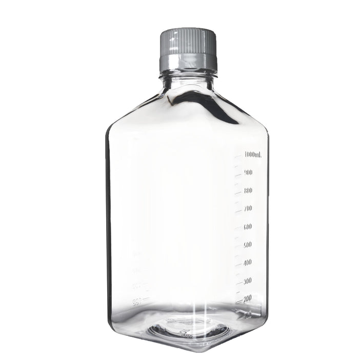 Eisco - Pack of 12, 1L PET Media Bottles with HDPE Caps, Non-Sterile, Leakproof, Tamper-Evident, Lab-Grade, Ideal for Lab Reagents, Buffers & Biopharmaceutical Processing