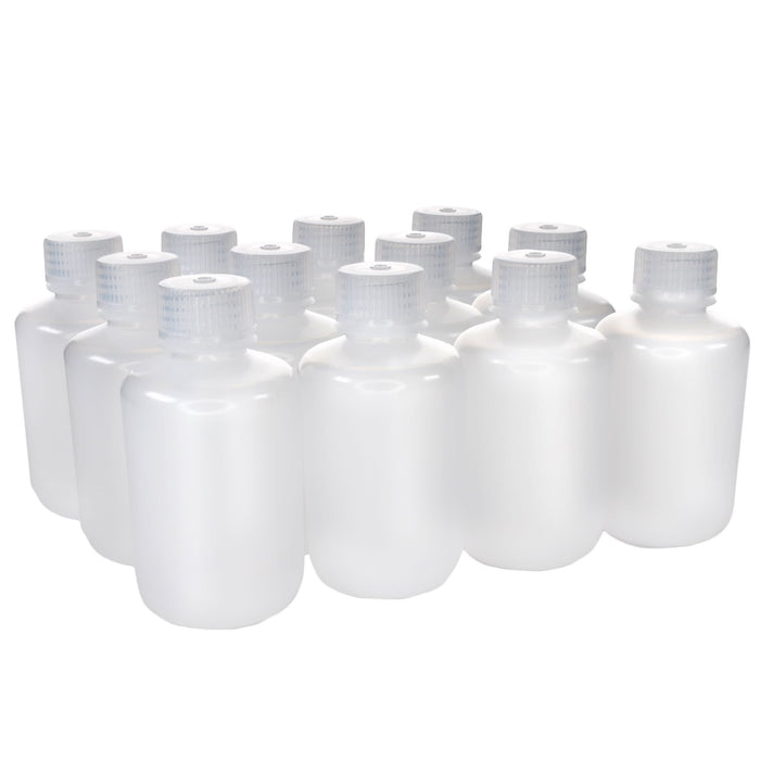 Eisco - Pack of 12, 125mL Narrow Mouth LDPE Translucent Reagent Bottles with Polypropylene Caps, Non-Sterile, Leak-Proof, Chemical Resistant Laboratory Storage Bottles, -100 to 80°C Temperature Range