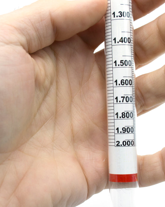 Universal Laboratory Hydrometer in Hard Plastic Case- Measure Specific Gravity Range 0.700 to 2.000 - 0.01 Graduations - Dual Scale For Light and Heavy Liquids
