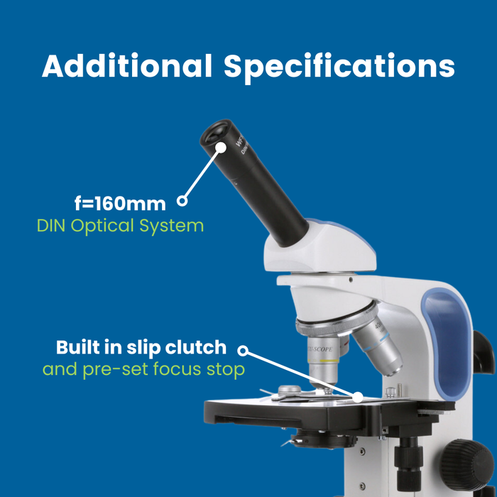 Accu-Scope EXM-150-MS-DF 2-in-1 Brightfield/Darkfield Microscope - Monocular, 40-400X Magnification, Mechanical Stage, Cordless LED, Student-Proof Design for Laboratory & Home - Biological Microscope