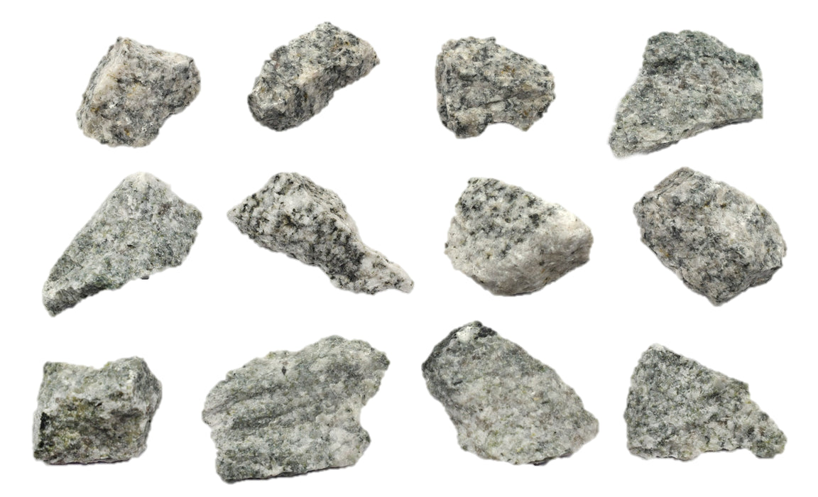 12PK Raw Porphyritic Granite, Igneous Rock Specimen - Approx. 1"- Geologist Selected & Hand Processed - Great for Science Classrooms - Eisco Labs