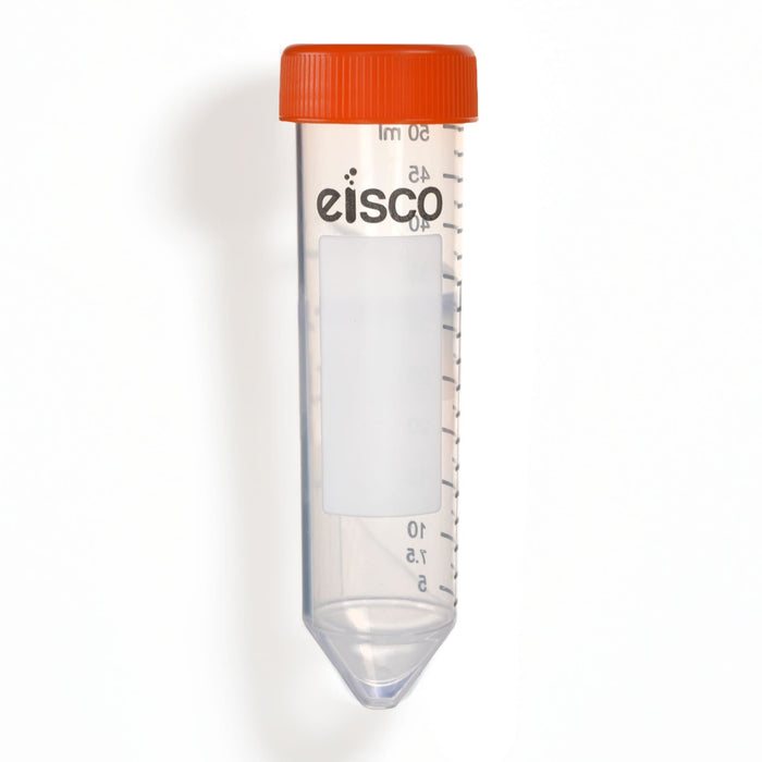 Eisco - Pack of 25, 50mL Sterile Centrifuge Tubes, Polypropylene, Flat Cap, Lab-Grade