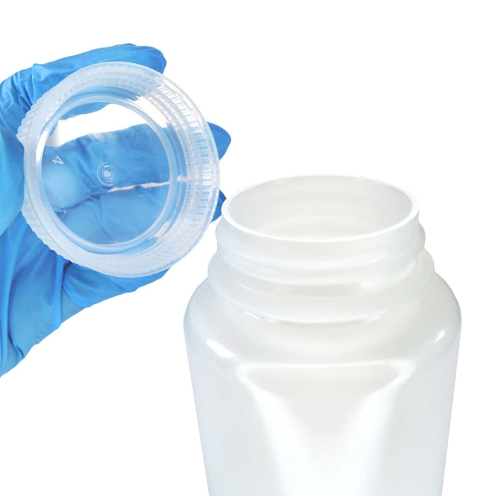 Eisco - Bulk Pack of 125, 500mL Wide Mouth HDPE Reagent Bottles with Polypropylene Caps, Non-Sterile, Lab Containers for Chemicals and Samples, -100 to 120°C Temperature Range