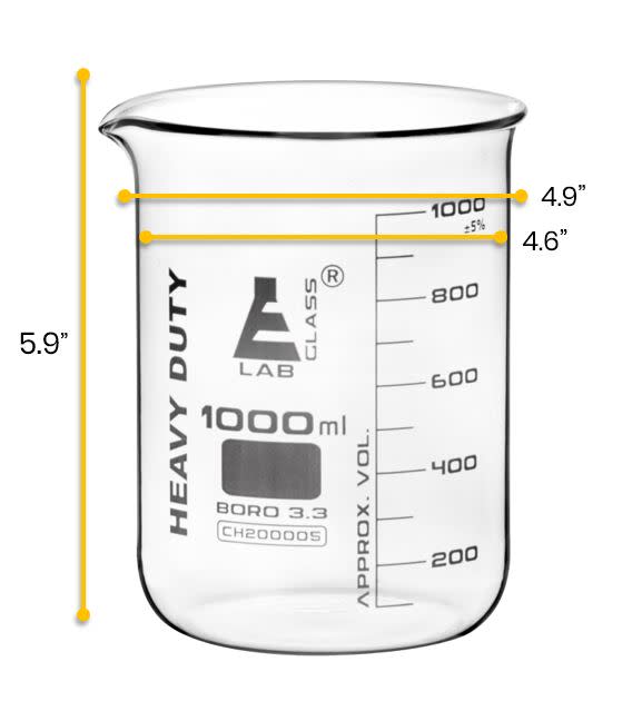 Heavy Duty Beaker, 1000ml - 3.6mm Thick Walls - Graduated - Borosilicate Glass