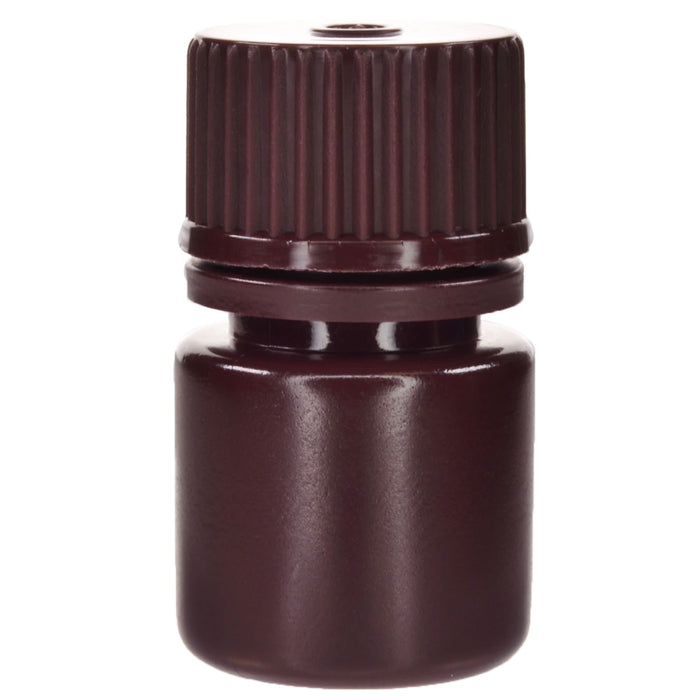 Eisco - Bulk Pack of 2000 8mL Narrow Mouth HDPE Amber Reagent Bottles with Polypropylene Caps, Non-Sterile, Lab Containers for Light-Sensitive Substances, -100 to 120°C Temperature Range