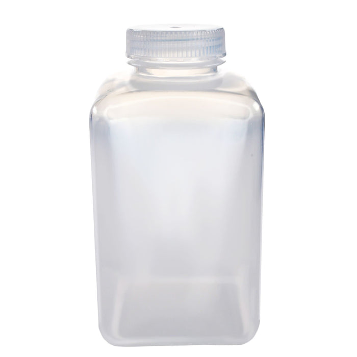 Eisco - Pack of 12, 1L Square Polypropylene Reagent Bottles with Wide Mouth Polypropylene Caps, Translucent, Autoclavable, Leak-Proof, Chemical Resistant, 0-135°C