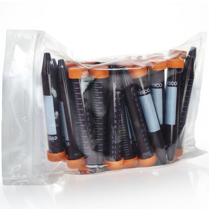 Eisco - Pack of 25, 15mL Non-Sterile Amber Centrifuge Tubes, Polypropylene, Flat Cap, Lab-Grade