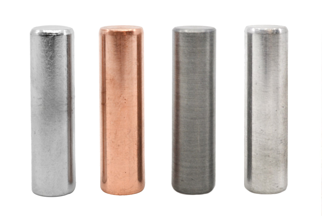 4 Piece Metal Cylinder Set - Includes Aluminum, Zinc, Copper & Steel