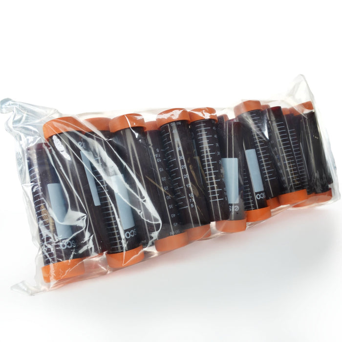 Eisco - Pack of 25, 50mL Non-Sterile Amber Centrifuge Tubes, Polypropylene, Flat Cap, Lab-Grade, Self-Standing