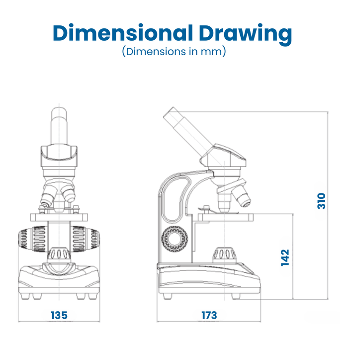 Student Microscope EXM-50 - Monocular Head, 40-400X Magnification, Course Focus, Cordless LED Illumination