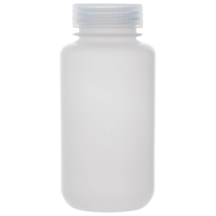 Eisco - Bulk Pack of 250, 250mL Wide Mouth HDPE Reagent Bottles with Polypropylene Caps, Non-Sterile, Lab Containers for Chemicals and Samples, -100 to 120°C Temperature Range