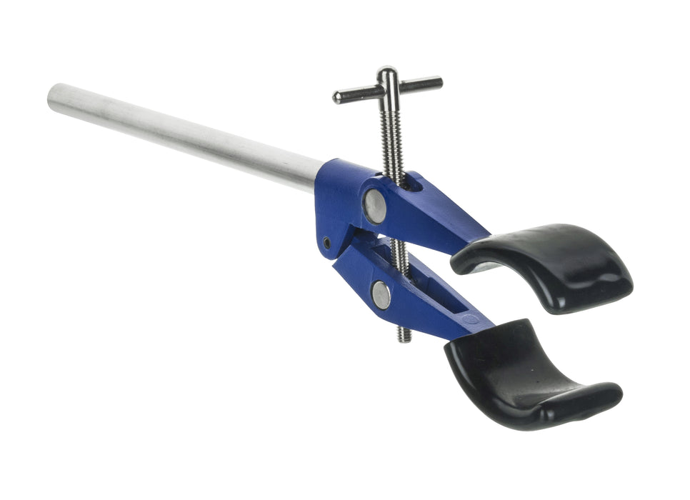 2 Prong Burette Clamp on Stainless Steel Rod - 4.25" Max Opening