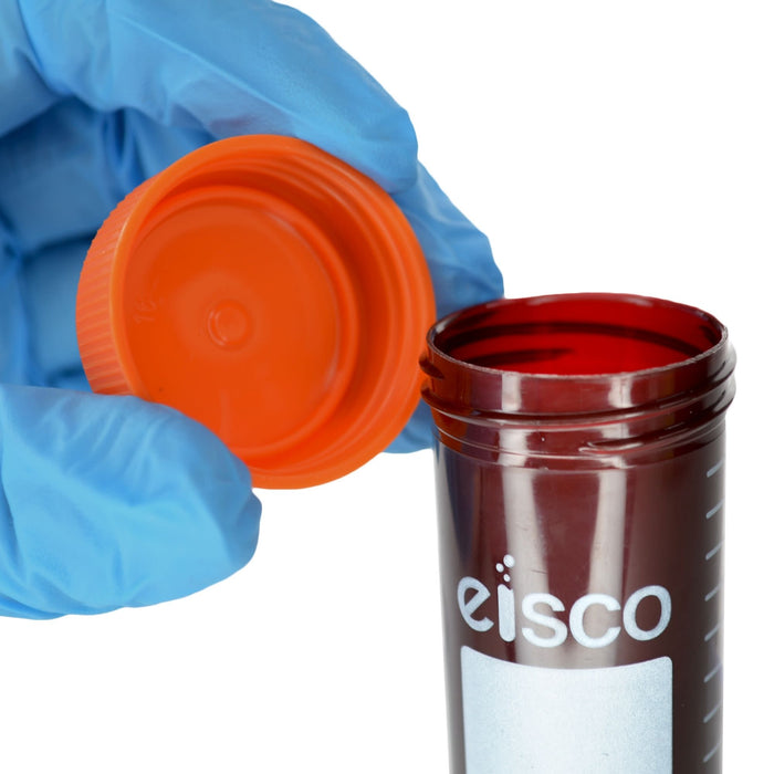 Eisco - Pack of 25, 50mL Non-Sterile Amber Centrifuge Tubes, Polypropylene, Flat Cap, Lab-Grade
