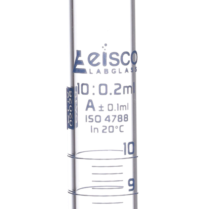 Graduated Cylinder, 10ml - Class A - Blue Graduations - Hexagonal Base