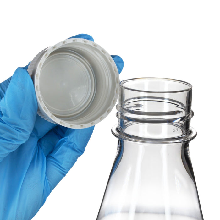 Eisco - Pack of 12, 500mL Sterile PETG Erlenmeyer Flasks, Non-Vented, Baffled Bottom, Gamma Sterilized, USP Class VI, Lab-Grade, Chemical Storage, Cell Culture, Mixing
