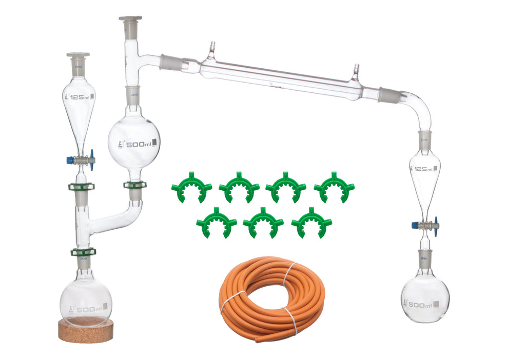 Essential Oils Extraction Apparatus, 23 Piece Set - Glass Steam Distillation - Borosilicate Glass