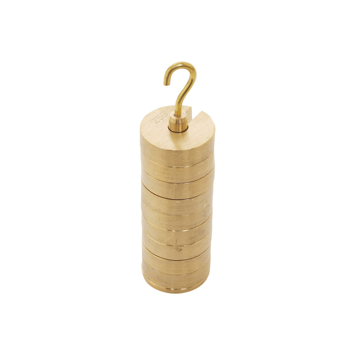 Slotted Mass Set with Hanger - 9 Weights & 1 Hanger, 25g Each - 250g Total - Brass