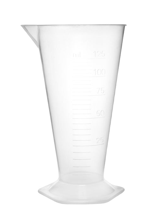 12PK Conical Measures, 125ml - Polypropylene - Raised Graduations - Hexagonal Base