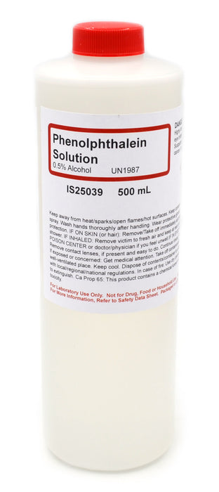 0.5% Phenolphthalein Solution, 500mL - Alcoholic - The Curated Chemical Collection