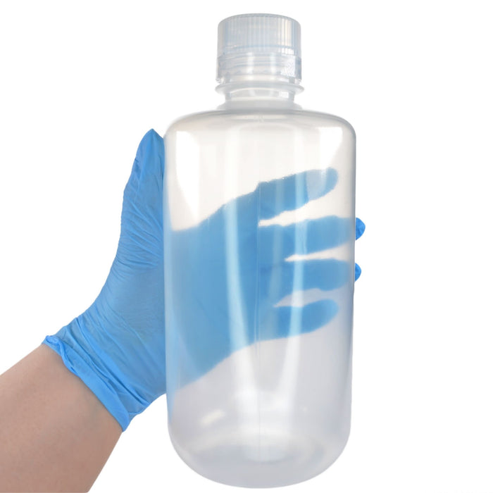 Eisco - Pack of 12, 1L Narrow Mouth Polypropylene Reagent Bottles with Polypropylene Caps, Autoclavable, Translucent, Non-Sterile, Leak-Proof, 0-135°C Temperature Range, Ideal for Lab Storage and Transport